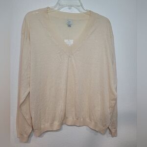 Women's Cream V-Neck Knit Long Sleeve NWT Large